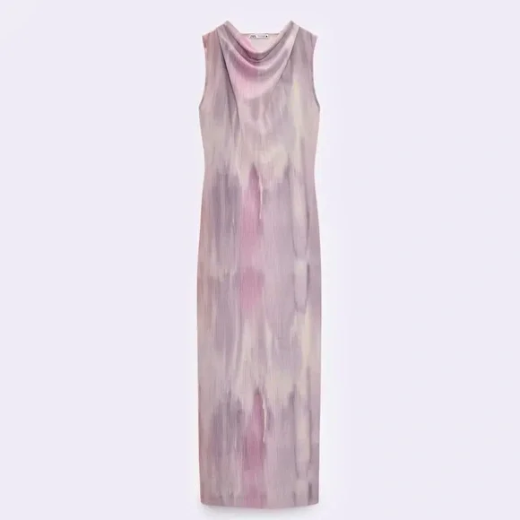 Zara NWOT Lilac / light purple tie dye maxi dress - Picture 4 of 7